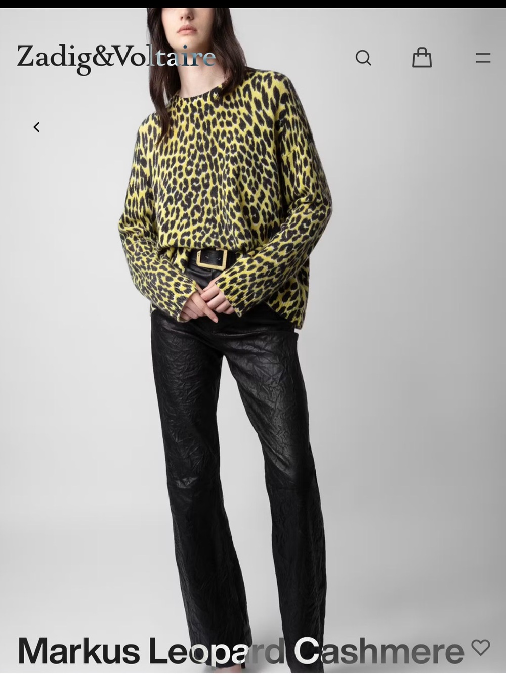 Zadig&Voltaire Markus Leopard Cashmere Sweater
yellow women Small NWT